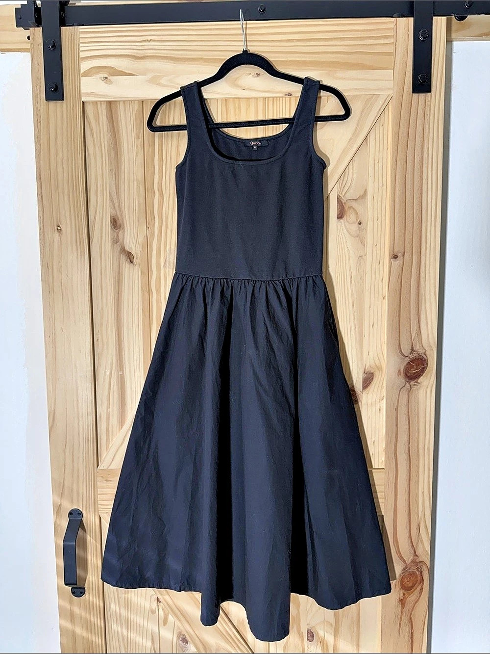 Quince Cotton Mixed Media Tank Dress Cotton in Black Size XS